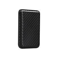 Strong Magnetic Card Wallet For Magsafe iPhone 17 Samsung Mag Safe Card Holder Carbon Fiber Lychee Saffiano Leather Wallets Case black
