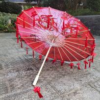 Kinijos Japonijos meno šilkinis skėtis nuo saulės didelis 82cm siuvinėjimas kutas dekoratyvinis skėtis klasikinis juostelės skėtis red