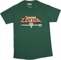 Legend of Zelda New Adult T-Shirt -Classic 8 Bit Original Game Title Screen XXL brown