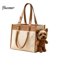 Plush Bear Dog Carrier Tote Portable Pet Purse, Tote, Side Head Tear Resistant Travel Hole, Adjustable Strap, Shoulder Bag for Carrying Cats L