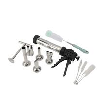 Beef Jerky Maker Kit 1LB Stainless Steel Manual Sausage Stuffer Jerky Making Tool with 5 Nozzles for Home Kitchen L gray
