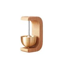 Solid Wooden Doorbell Aesthetic Brass Wind Chimes Magnetic Wireless Doorbell Entrance Door Bell Pendant Home Hanging Decoration beige