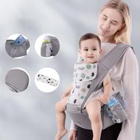 Naujagimio Ergonomiška Kūdikio Nešioklė Kuprinė Pilka Kūdikio Sėdynė ant Klubų Nešioklė Veidu Į Priekį Ergonomiška Kengūros Kūdikio Apklotas Diržas Kelionėms pilka spalva