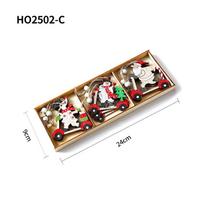 Cartoon Santa Clause Wooden Car & Tree Christmas Decorations brown
