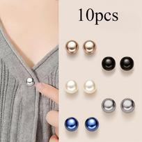 10pcs Pearl Button Pins, DIY Decorative Safety Button Covers for Shoes, Hats, Bags, Shawls, Collar Fixed Pin Brooch