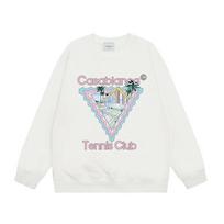 American trendy brand Casablanca crew neck sweater hoodie men's couple ins autumn and winter thickened long-sleeved women's t s (european code) white