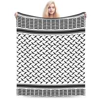Soft BlanketChild Travel P-Palestines Keffiyeh Throw Blanket Flannel Bedspread For Living Room Comfortable Sofa Bed Cover Size: 75*100cm, Weight: 320 GSM black