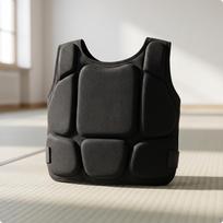 Susiūtas juodas S dydžio krūtinės apsauginis liemenė be rankovių mokymui Black Xxl black