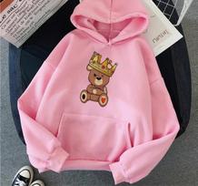 Fashion Cartoon Women's Hoodie Teddy Bear Printed Hoodies Women Streetwear Pullover Harajuku Women Sweatshirt Clothes XL pink