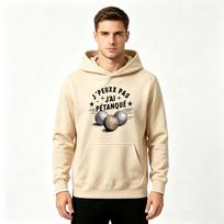 Men's Petanque Themed Print Casual Pullover Hoodie Funny French Sport Long Sleeve Hooded Sweatshirt XXXL smėlis