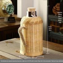 Bamboo Woven Insulated Hot Water Bottle with Glass Liner for Hotels and Tea Rooms brown