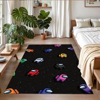 Anti‑Slip Crystal Velvet Floor Rug, Among Us Design Carpet for Indoor Living Bedroom Home Decoration 80cmx120cm gray
