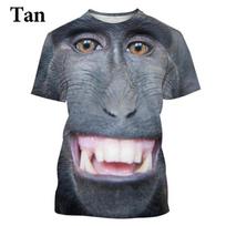 Fashionable casual gorilla monkey T-shirt 3D printed fun hip-hop T-shirt animal personality ugly imitation T-shirt plus size 6XL XS