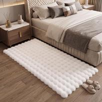 Fluffy Bubble Faux Fur Bedside Rug Non-Slip Thick Soft Floor Carpet For Bedroom Living Room Nursery 45*120cm rožinė