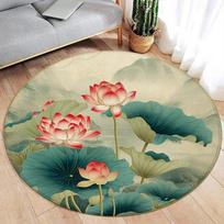 Lotoso Gėlė Koi Vyšnių Žiedas Kinų Stiliaus Apvalus Kilimas Povas Drugelis Apvalus Grindų Kilimėlis Svetainės Miegamojo Dekoro Kilimai 80x80cm