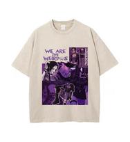 NANA Anime veikėjo tinklelis, Vintažinio plovimo marškinėliai, Unisex manga panelės, Oversize medvilninis gatvės stiliaus marškinėlis S beige