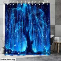Vikama Starry Sky Blue Willow Shower Curtain Dreamy Bathroom Waterproof Screen Bedroom & Dormitory Room Divider Bathroom Decor W90H165(CM)-1 Pcs blue