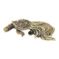 Antique Copper Longevity Tortoise Statue Brass Longhair Tortoise  Auspicious Ornament Craft Paperweight Office Home Decoration beige