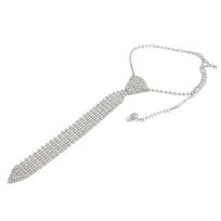 Luxurious Rhinestones Necktie Long Necklace Choker Jewelry Fashion Accessory For Stylish Men And Women Party Dressingup auksas