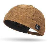 Multipurpose Solid Color Vintage Docker Cap Adjustable Round Dome Melon Cap Comfortable Corduroy Hip Hop Hat Unisex black