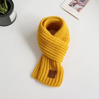 Korėjietiška Mada Vaikams Odos Lopas Vilnonis Šalikas - Rudens/Žiemos Šildytuvas Kaklui Berniukams, Mergaitėms, Kūdikiams Length 100cm - Width 8cm geltona