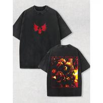 Unisex Warhammer 40k Graphic T Shirt Soft Cotton Oversized Acid Wash Streetwear L white