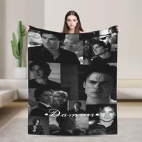 The Vampire Diaries Damon Salvatore TV Series Blankets Soft Plush Throw Blanket For Home Decor Flannel Bedspread Bed Cover 75cm*90cm black