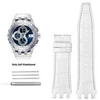 New Style Watch Band Genuine Leather For Swatch SVG Mechanical Watch Series Svgk403 402 SVGB400 Bracelet Strap Men 22mm 22mm white