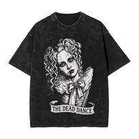 The Dead Dance Lady Gaga T Shirts Hip Hop Washed Short Sleeve High Street T-Shirt Vintage for Men Women Printed Tees 3XL black