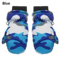 Children  Furry Warm Mitts Windproof Snow Snowboard Thicken Children Gloves Skiing Mittens mėlyna