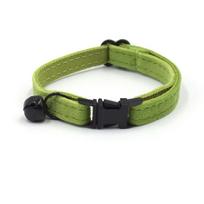 Engraved Matcha Green Velvet Cat Collar with Bell and Bowtie Large black