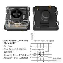 GATERON KS-33 Low Profile 2.0 Silent White Black Brown Red Switch 3Pin Ultra-thin Mechanical Keyboard Pre-lubed Linear Tactile 10 PCS black