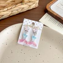 Dopamine Color Mermaid Princess Hair Accessory Set: Gradient Hair Clips, Sweet Necklace, Bracelet & Earrings for Girls white