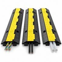 VEVOR Cable Protector 101x24.5x5cm 3 Pack of 2 4989.5 kg per Axle Capacity Protective Wire Cord Ramp Driveway Rubber Traffic Speed Bumps