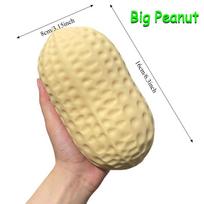 Jumbo Peanut Stress Ball Squishy Toy Simulation Peanut Stretchable Squeeze Ball Fidget Toy Sensory Anti-Stress X-mas Gift beige