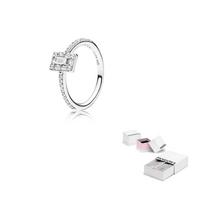 Pandora Silver, Cubic Zirconia Rings Unisex Silver 197541CZ48 52-Silver - Original Brand Box white
