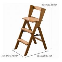 Step Stool Chair Convertible Ladder Folding with Three Steps for Adults, Seniors, ruda
