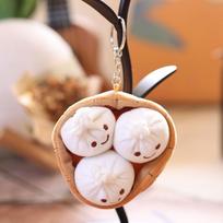 Endearing Cuddly Dumpling Pendant Style Realistic Food Handbag Charm Dangling Decoration Backpack Ornament Collector Fan Collection white