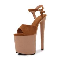 20CM Fabric Covered Thin Heel Platform Pole Dance Training Sandals, Non Slip Sky High Catwalk Model Stiletto Heels SY-HY-S121 40 ruda