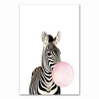 Bubble Chewing Gum Giraffe Zebra Animal Posters   Canvas Art Painting Wall Art Nursery Decorative Picture Nordic Style Kids Deco 60X90CM No Framed white