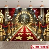 1pc, 2Dflat, Gold Starry Sky Walkway Backdrop - Hollywood Awards Ceremony Scene Design - For Parties, Birthdays, and Events, wsj 47.2x31.5inch/120*80cm brown