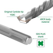 5pcs 2 Flute Spiral Rotary Hammer Drill Bits Carbide Tip SDS Plus Hammer Bits  For Concrete 5/8 in. x 8.3 in