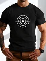 Target Bullseye Simple Front Print Mens Crew Neck Short Sleeve Casual Daily Basic Soft Comfort XS black