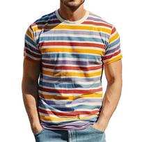 Retro dryžuoti grafiniai marškinėliai vyrams Madingi vasariniai trumpomis rankovėmis 3D spausdinti marškinėliai Trend Streetwear Dydeli megztiniai Marškinėliai 4XL gray