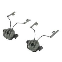 2Pcs Suspension Headset Bracket Helmet 19‑21mm Rail Adapter Rotatable Headphones Hunting Earmuffs Support Holder Green žalia