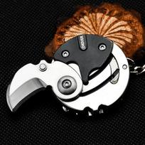 Mini kišeninis sulankstomas lauko peilis, aštrus nešiojamas kišeninis pakabukas, raktų pakabukas kaklui EDC įrankis, vaisių peilis 2.2CM&1 1/8 in&EDC tool juoda