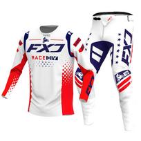Motocross Jersey & Pant Kits lenktynių kostiumas Racer Gear Set Off-road MX Enduro MOTO Vyriški rinkiniai Moterų kalnų kalnų motociklų kombinacija M-32 blue