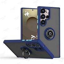 Žiedo Laikiklis Magnetinis Telefono Dėklas Skirtas Samsung Galaxy S25 S24 S23 S22 S21 S20 Ultra Plus FE Note 20 Ultra Atsparus Smūgiams Dangtelis Fundas S20 tamsiai mėlyna spalva