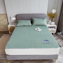 Summer Ice Silk Latex Cool Mat Set: Washable Fitted Sheet & Printed Bedspread 90*200cm 2-piece (0.4 Latex) gray