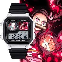 Demon Slayer serijos japoniškas Nezuko 2D chronografas šaunus rankinis laikrodis, laikrodis-žadintuvas, vandeniui atsparus elektroninis laikrodis white